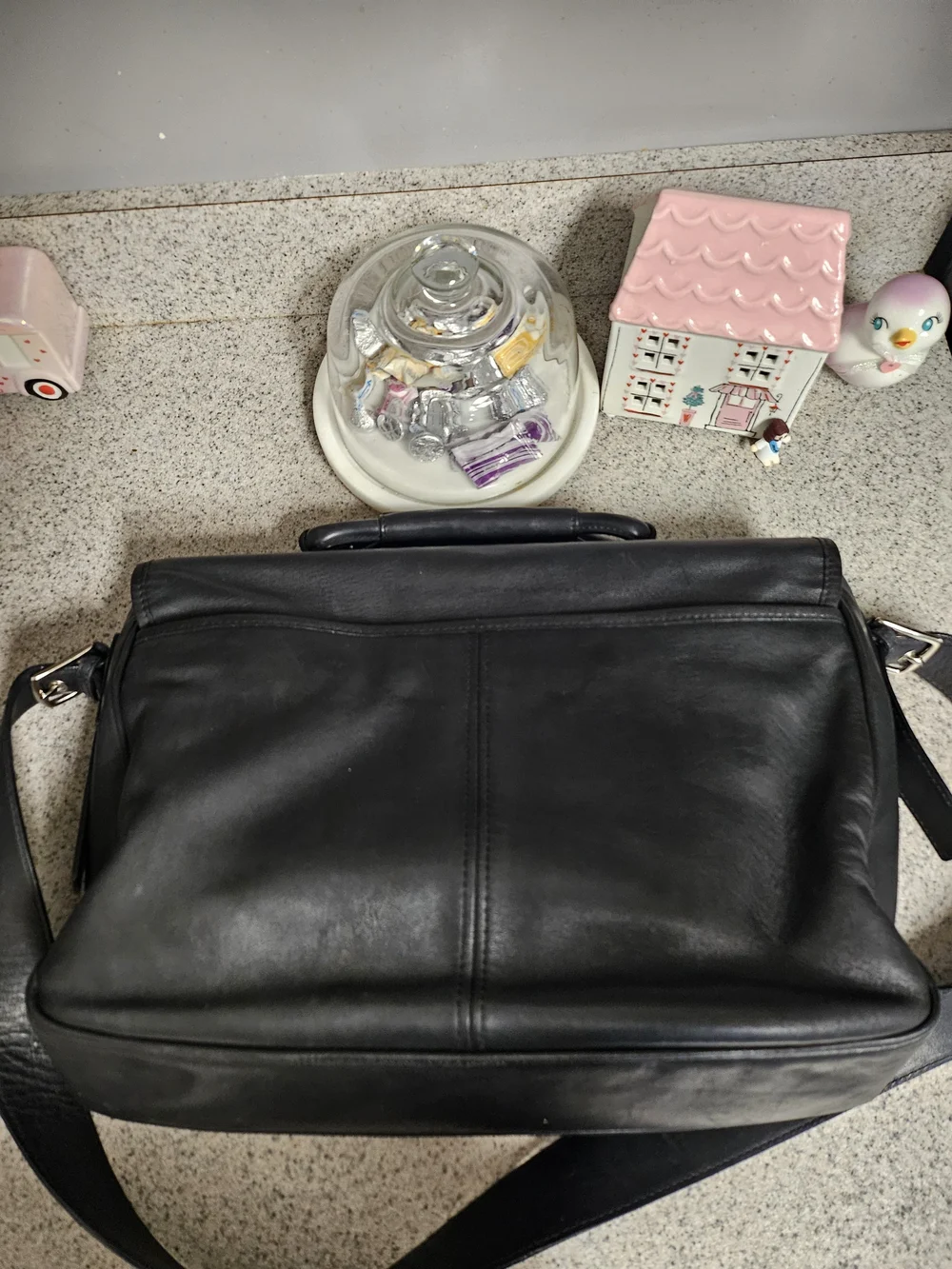 Vtg Coach Briefcase H23-5238 Black Leather Buckle Laptop Bag Clean